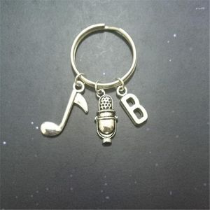Porte-clés Microphone porte-clés bricolage porte-clés cadeau pour les mélomanes hommes femmes mode avec initiale