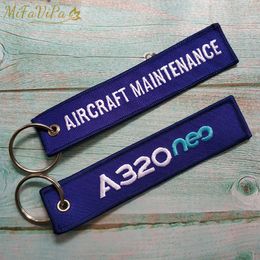 Keychains Mifavipa 2 PCS/Lot Fashion Tinkets Chaveiro 320 Neo Side B Aircraft Maintenaince Key Chains Embroidery Llavero voor mannen Gift 1ze0