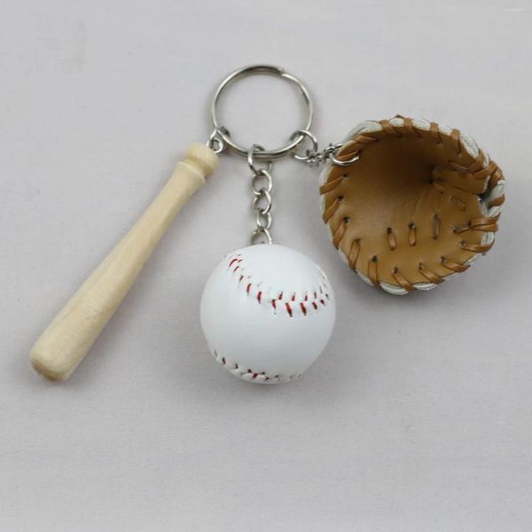 Porte-clés Mini Baseball Porte-clés avec batte en bois et Mifor Sport Thème Party Team Souvenir Athlètes Récompenses Favorise Porte-clés Cadeau pour hommes