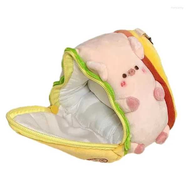 Keychains Mini coloré de porc clés de porc adorable sandwich portefeuille de porcs en peluche clés d'animaux peluches décoratives