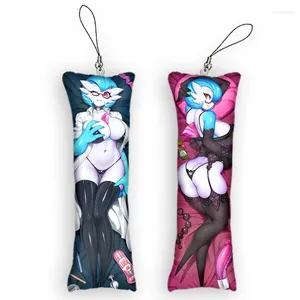 Porte-clés Mini Dakimakura Anime Pendentif Mignon Thème Japonais Impression Double Face Ornement Suspendu Sac À Dos Petit Oreiller Décor