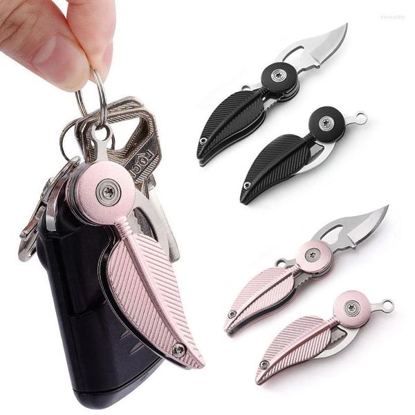 Llaveros Mini cuchillo Foldknife Llavero Rescate al aire libre Plegable Pluma Portátil Bolsillo Supervivencia Llavero