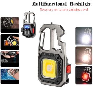 Keychains mini LED zaklamp werklicht oplaadbare sleutelhanger licht buiten camping licht draagbare zak sleutel schroevendraaier veiligheid hamme