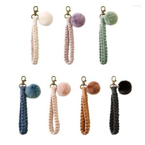 Porte-clés Mini Macramé Boho Porte-clés Charmes Pour Clé De Voiture Porte-Monnaie Clés D'approvisionnement De Téléphone Hairball Bracelet Décor