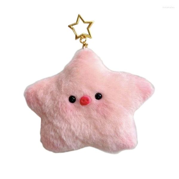 Porte-clés Mini grinçant en peluche étoile cochon pendentif à breloque voiture porte-clés sac à dos décoration bijoux de mode pour femmes filles