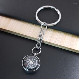 Porte-clés Mini outil de survie en plein air boussole porte-clés pour femmes hommes en acier inoxydable navigateur boussoles anneau bijoux cadeaux K6133S08