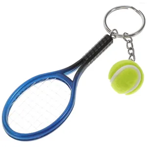 Keychains Mini Tennis Racket Keychain Key Ring Cute Sport Charm Ball Chain Car Bag Pendant Keyring Gift (Green)