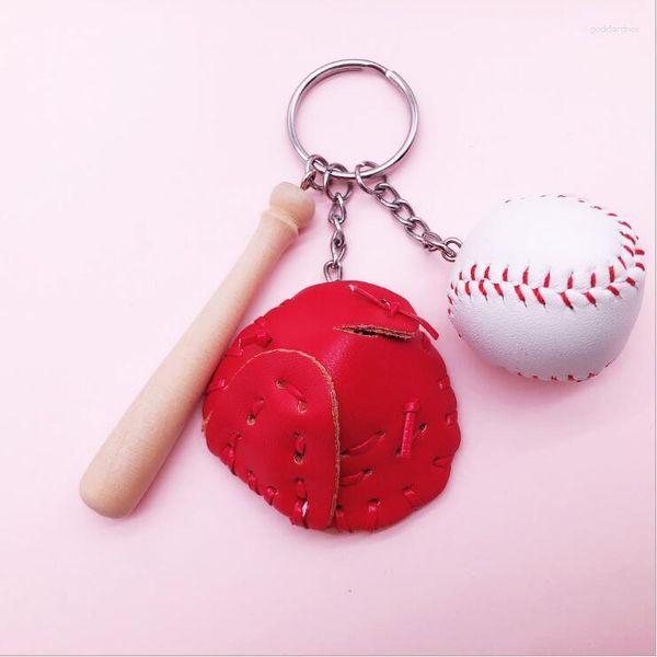 Porte-clés Mini Trois Pièces Baseball En Bois Gant Porte-clés Sac Pendentifs Fans Fournitures Cadeaux Sport Souvenirs Cadeau