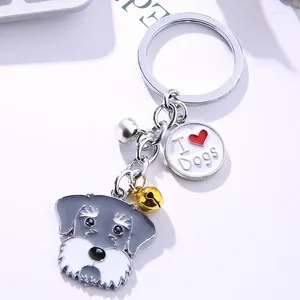 Keychains Schnauzer Diy Pet Cadina de llave Metal Ring Mayor Bylesale 24 PCS/Lote Keys Dogs Etiqueta Etiqueta