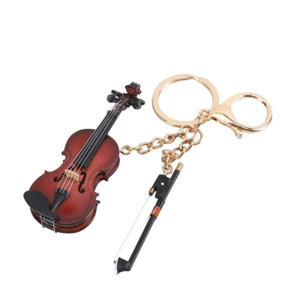Keychains Violin Car Keychain Mini Music Instrument Keyring