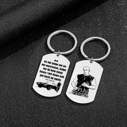 Porte-clés film Fast and Furious en acier inoxydable, plaque militaire, lettre, Logo, cadeau pour hommes