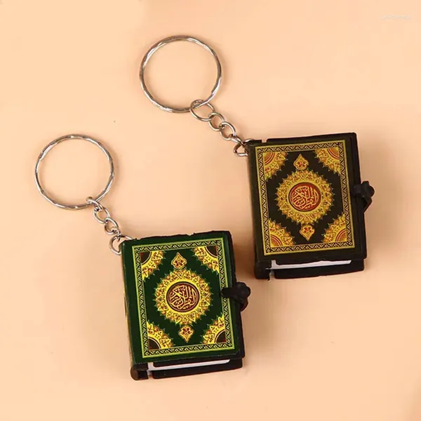 Porte-clés musulman porte-clés résine islamique Mini arche coran livre vrai papier peut lire pendentif porte-clés chaîne bijoux religieux