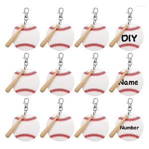 Keychains MXME 36 stuks Acryl Baseball Spaties Snap Hooks Keychain Wood Bat