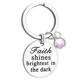 Porte-clés Mylongingcharm Porte-clés Cadeau en acier inoxydable Faith brille le plus dans la citation sombre