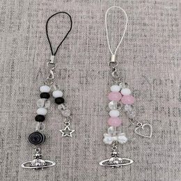 Sleutelhangers Nana Geïnspireerd Roze Zwart Telefoon Charms Sleutelhanger Keten Satelliet Hart Ster Charm Handgemaakte Anime Grunge Coquette Y2k