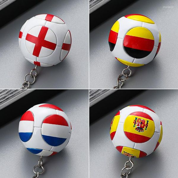 Porte-clés Drapeau National Football Porte-clés Angleterre France Espagne Football Pendentif Voiture Chaînes Fan Souvenirs Sac Accessoires Cadeaux