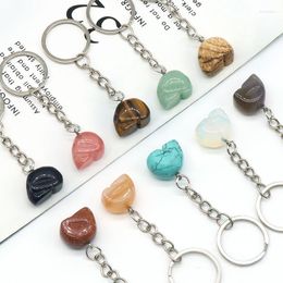 Porte-clés Gemmes Naturelles Pierre Porte-clés Crâne Guérison Cristal Titulaire Décor Agates Vert Aventurine Sodalites Opale Rose Quartz Anneau