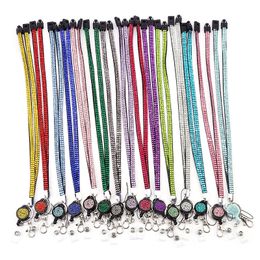 Sleutelhangers Hals Bling Strass Lanyard Intrekbare riem Badge Reel Telefoon Sleutelhouder Trui Keten Lange hanger ketting Glitter Desiger