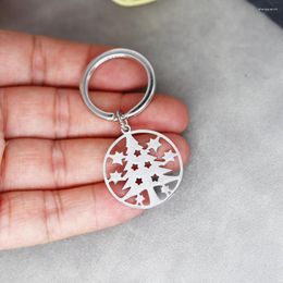 Keychains Nedar Noël pour femmes hommes en acier inoxydable Noël arbre neige floke clés clés clés de voiture