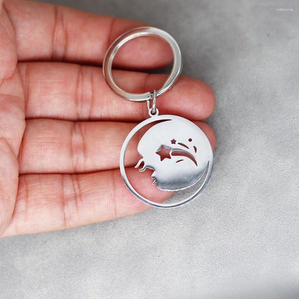 Keychains Nedar Star Crescent Moon Keychain en acier inoxydable Pendential Car Cleyring Decoration Fashion Sac Key Chain Bijoux Gift