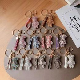 Keychains Net Red Red Full Boor Violence Bear Car Chain Ring Lanyard Key Pendant Decoratie Individuele geliefden Tas Hangen Groothandel