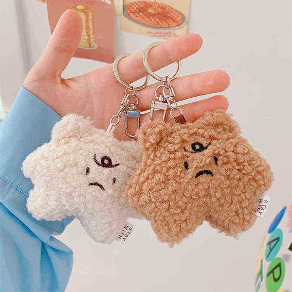 Porte-clés Nouveau Dessin Animé Mignon En Peluche Net Ours Rouge En Peluche Porte-clés Étudiant Sac Pendentif De Voiture Porte-clés Fille Décoration Accessoires Cadeau T220909