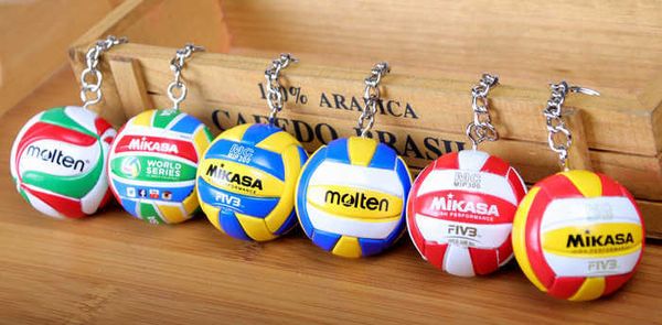 Llaveros Nuevo deporte Voleibol de playa Cadena de PVC Cadenas Anillo de cadena Pelota de fútbol Regalos Anillo de joyería para hombres G221026