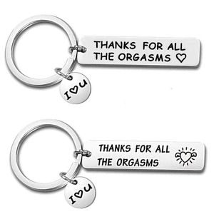 Porte-clés Nouveau inoxydable Merci à tous les couples climax pour les cadeaux humoristiques Accessoires de bricolage Porte-clés en acier au titane G230525