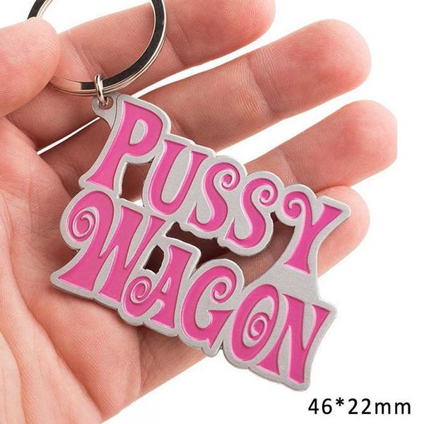 Porte-clés Nouveau En Alliage De Zinc PUSSY WAGON Porte-clés De Mode Accessoires Porte-clés Rose Lettre Porte-clés pour Femme DIY Pendentif Porte-clés J230426