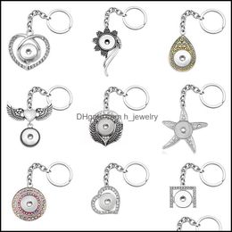 Porte-clés Noosa Mode Porte-clés Coeurs Fleurs Ailes Étoile de mer Strass Snap Porte-clés Fit 18Mm Boutons Porte-clés Drop Delivery 20 Dhdmq