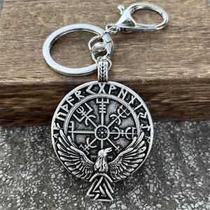 Porte-clés nostalgie nordique Odin Raven, accessoires de clé, symboles Vegvisir, runes runiques, Viking