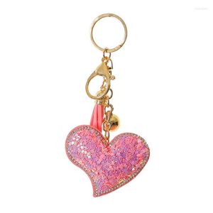 Keychains Nieuwheid Key Chain Items Cute Cap Rhinestone Leather Heart Anime Cover Multi Colors Groothandel