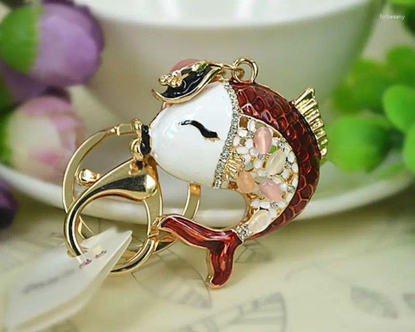 Keychains Opal Fish Keyring Bijoux de mode Femmes Sac Cristal Rignestone Pendre Pendent Keychain Valentine Cadeau