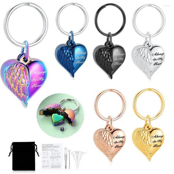 Porte-clés de crémation de coeur ouvrable avec mini urnes pour cendres humaines/animaux de compagnie personnaliser les cadeaux à la femme/homme porte-clés commémoratifs bijoux