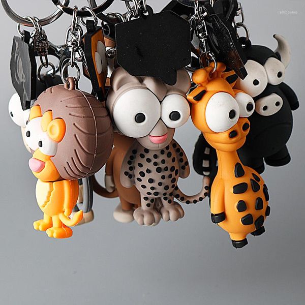 Porte-clés Original mignon cartable poupée pendentif tigre Lion singe girafe zèbre vache accessoires porte-clés Chaveiro Llavero lanière