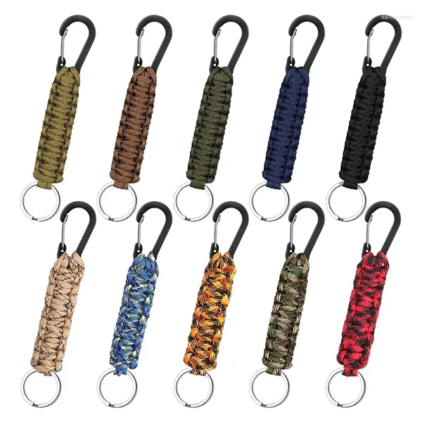 Paquete de llaves de 10 paracord llave llave longitud rápida lanario clip anillo trenzado anillos de gancho útil para exteriores