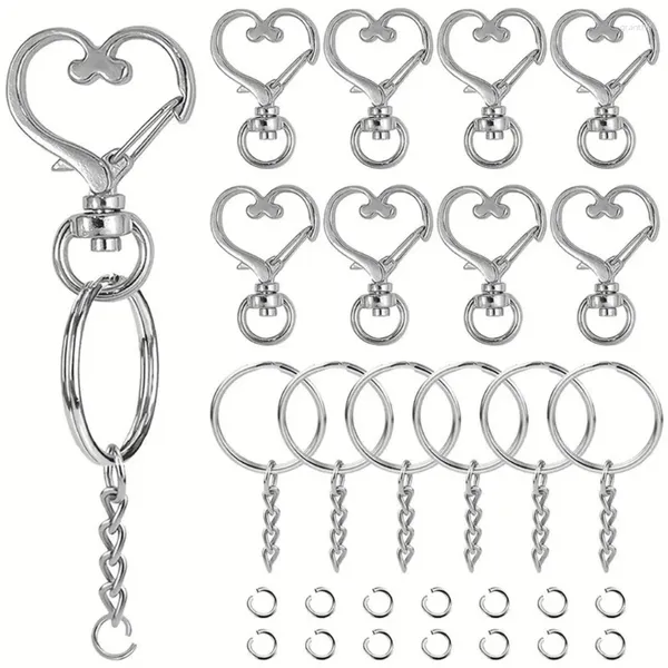 Porte-clés Pack de 50 bricolage porte-clés pendentifs étoile/coeur fermoir à ressort porte-clés pivote lanière snaps crochet accessoire