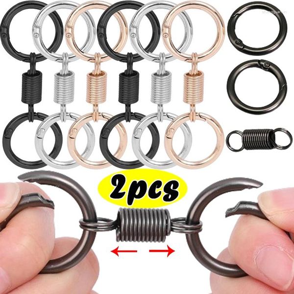 Keychains Personnalité Spring Double Coil Keychain Carabiner Boucle boucle clés Anneaux Anti-Lost Crochet Car Keychians Accessoires Gift