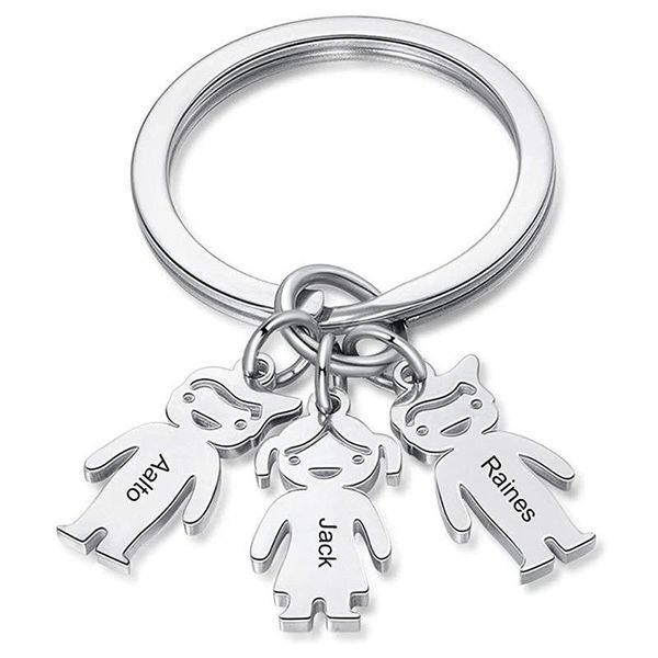 Porte-clés personnalisé nom personnalisé date porte-clés garçon fille enfant famille en acier inoxydable porte-clés enfant pendentif cadeau pour femme homme bijouxkeycha