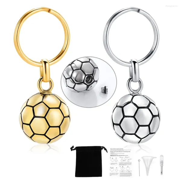 Porte-clés Porte-clés personnalisés Urne de football Pendentif de crémation Petites urnes Porte-clés pour cendres Cadeau pour hommes Bijoux commémoratifs en acier inoxydable