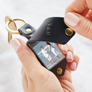 Porte-clés personnalisé Po porte-clés mode cuir porte-clés cadeau d'anniversaire pour lui texte personnalisé image hommes porte-clés