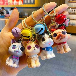 Keychains Pet Cat Key Chain Cartoon Cute Husky Keychain Creative Paar Resin Dog Doll Key Ring Women Bag hangerse sieraden Gift Accessories T220909