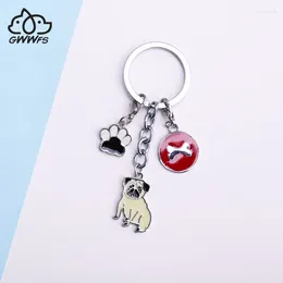 Porte-clés animal de compagnie teckel carlin chien porte-clés anneau en métal Pom cadeau pour femmes fille sac charme porte-clés pendentif bijoux amoureux