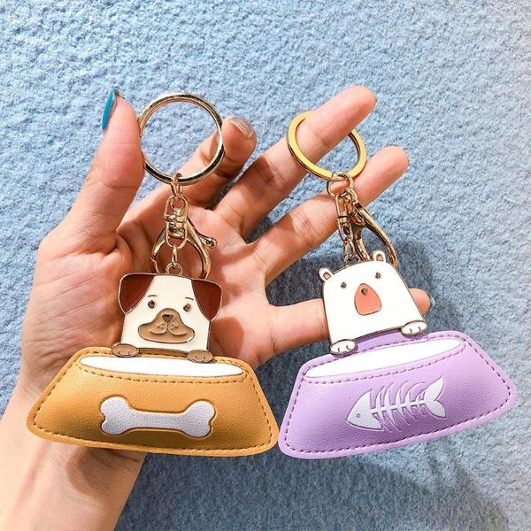 Llaveros Pet Dog Bear Souvenir Llavero de alta calidad PU Colgante de cuero Mochila Llavero Charms Coche Pareja Regalo Titular