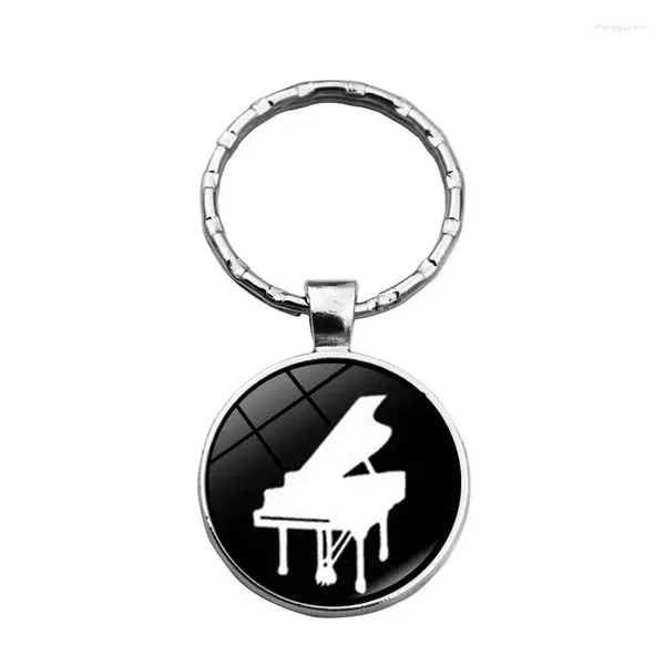 Keychains Piano Keychain Music Symbole Key Chain Glass Ball Pendant Créatif Small Gift Metal Keyring Bijoux