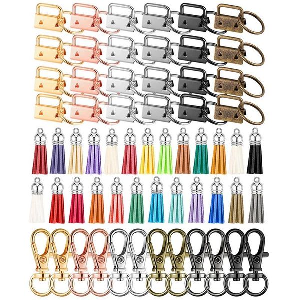 Porte-clés pièces porte-clés matériel ensemble bracelet avec porte-clés porte-clés coloré gland et mousqueton pivotant porte-clés