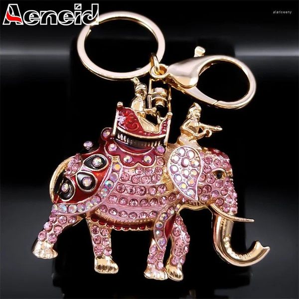 Porte-clés Rose Cristal Éléphant Porte-clés Mignon Animal Alliage Strass Anneau Sac Accessoires Bijoux Llavero Mujer K9450S04