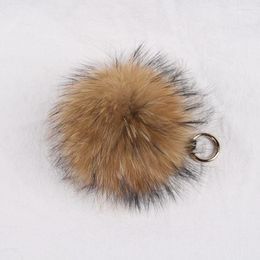 Keychains Pink Java QC19110 Fashion Fur Keychain Real Kechiaanse natuurlijke wasbeer Kechain Garniture