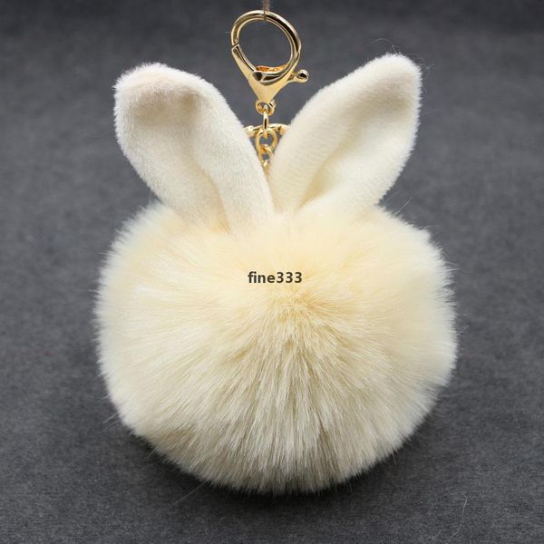 Porte-clés porte-clés en peluche pendentif mignon oreilles de lapin boule de poils imitation fourrure sac ornements