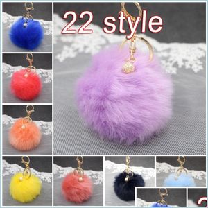 Keychains Pompom Key Chain Creative 8cm Novelty Rabbit Fur Ball Kechechains Cute Perle Fluffy Course pour femmes C132 BDEJEWELRY DH6ZT